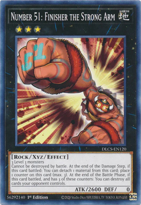 1st Edition, Common, Dragons of Legend: The Complete Series, Earth, Rock, Xyz/Effect Monster Number 51: Finisher the Strong Arm [DLCS-EN120] Common - Trading Card World