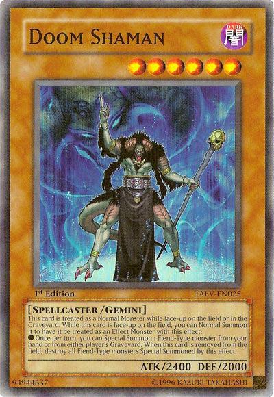 1st Edition, Dark, Gemini Monster, Spellcaster, Super Rare, Tactical Evolution, Unlimited Doom Shaman [TAEV-EN025] Super Rare - Trading Card World