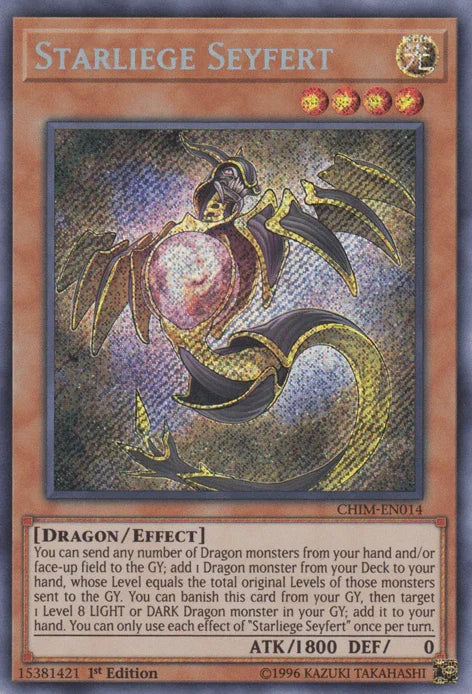 1st Edition, Chaos Impact, Dragon, Effect Monster, Light, Secret Rare, Unlimited Starliege Seyfert [CHIM-EN014] Secret Rare - Trading Card World