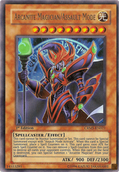 1st Edition, Crimson Crisis, Effect Monster, Light, Spellcaster, Ultra Rare, Unlimited Arcanite Magician/Assault Mode [CRMS-EN021] Ultra Rare - Trading Card World
