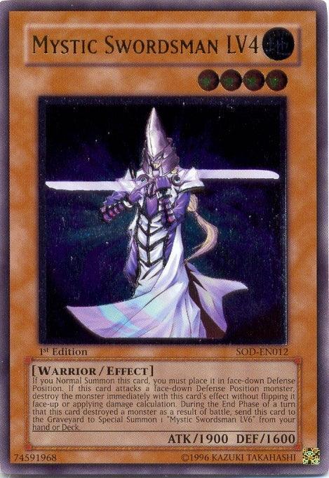 1st Edition, Earth, Effect Monster, Soul of the Duelist, Ultimate Rare, Unlimited, Warrior Mystic Swordsman LV4 [SOD-EN012] Ultimate Rare - Trading Card World