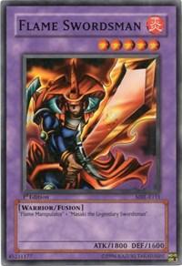 1st Edition, Common, Fire, Fusion Monster, Magic Ruler, Unlimited, Warrior Flame Swordsman [MRL-E111] Common - Trading Card World