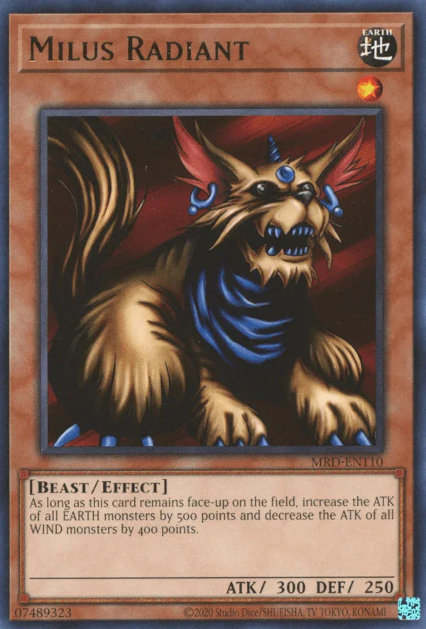 Beast, Earth, Effect Monster, Metal Raiders, Rare, Unlimited Milus Radiant [MRD-EN110] Rare - Trading Card World