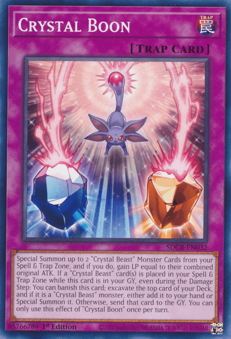 1st Edition, Common, Normal Trap, Structure Deck: Legend of the Crystal Beasts, Trap Crystal Boon [SDCB-EN032] Common - Trading Card World