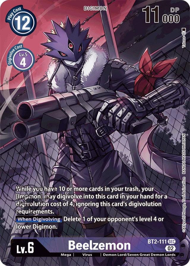 BT2-111, Demon Lord/Seven Great Demon Lords, Digimon, Mega, Purple, Secret Rare, Starter Deck: Beelzemon Advanced Deck Set, Virus Beelzemon [BT2-111] (Alternate Art) [Starter Deck: Beelzemon Advanced Deck Set] - Trading Card World