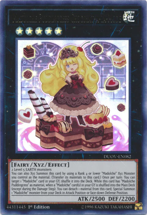 1st Edition, Duel Overload, Earth, Fairy, Ultra Rare, Xyz/Effect Monster Madolche Puddingcess Chocolat-a-la-Mode [DUOV-EN082] Ultra Rare - Trading Card World