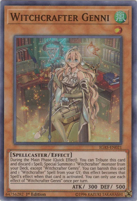 1st Edition, Effect Monster, Ignition Assault, Spellcaster, Super Rare, Unlimited, Wind Witchcrafter Genni [IGAS-EN021] Super Rare - Trading Card World
