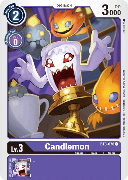 BT3-076, Common, Data, Digimon, Flame, Purple, Release Special Booster Ver.1.5, Rookie Candlemon [BT3-076] [Release Special Booster Ver.1.5] - Trading Card World