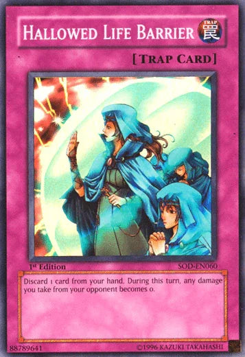 1st Edition, Normal Trap, Soul of the Duelist, Super Rare, Trap, Unlimited Hallowed Life Barrier [SOD-EN060] Super Rare - Trading Card World