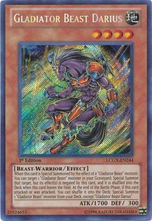 1st Edition, Beast-Warrior, Earth, Effect Monster, Legendary Collection 2, Secret Rare, Unlimited Gladiator Beast Darius [LCGX-EN244] Secret Rare - Trading Card World