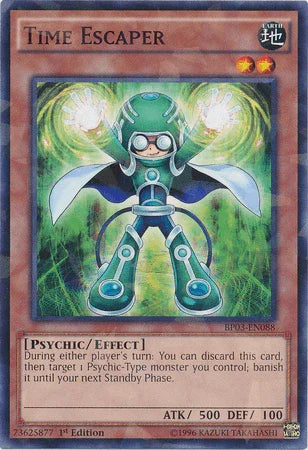 1st Edition, Battle Pack 3: Monster League, Earth, Effect Monster, Psychic, Shatterfoil Rare Time Escaper [BP03-EN088] Shatterfoil Rare - Trading Card World
