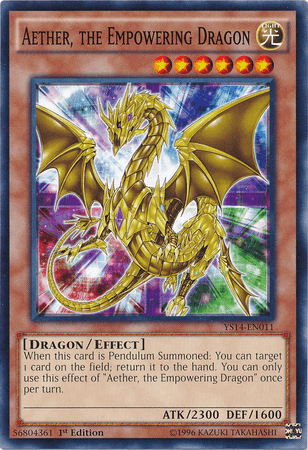 1st Edition, Common, Dragon, Effect Monster, Light, Super Starter: Space-Time Showdown Aether, the Empowering Dragon [YS14-EN011] Common - Trading Card World