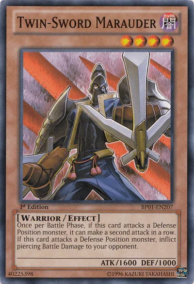 1st Edition, Battle Pack: Epic Dawn, Common, Dark, Effect Monster, Unlimited, Warrior Twin-Sword Marauder [BP01-EN207] Common - Trading Card World