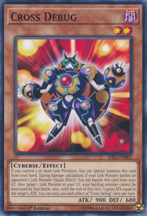 1st Edition, Common, Cyberse, Dark, Effect Monster, Rising Rampage, Unlimited Cross Debug [RIRA-EN002] Common - Trading Card World