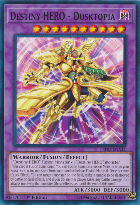 1st Edition, Common, Dark, Fusion/Effect Monster, Legendary Hero Decks, Warrior Destiny Hero - Dusktopia [LEHD-ENA32] Common - Trading Card World