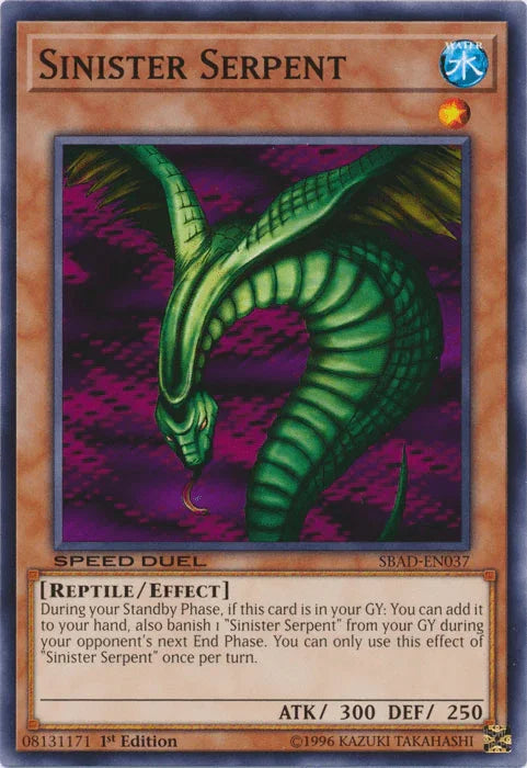 1st Edition, Common, Effect Monster, Reptile, Speed Duel: Attack from the Deep, Water Sinister Serpent [SBAD-EN037] Common - Trading Card World