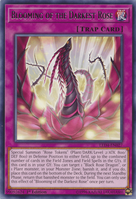 1st Edition, Legendary Duelists: Sisters of the Rose, Normal Trap, Rare, Trap Blooming of the Darkest Rose [LED4-EN027] Rare - Trading Card World