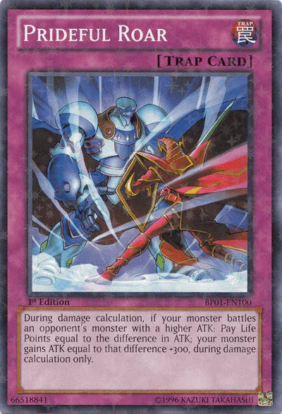 1st Edition, Battle Pack: Epic Dawn, Normal Trap, Starfoil Rare, Trap, Unlimited Prideful Roar [BP01-EN100] Starfoil Rare - Trading Card World