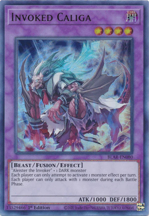1st Edition, Battles of Legend: Armageddon, Beast, Dark, Fusion/Effect Monster, Ultra Rare Invoked Caliga [BLAR-EN080] Ultra Rare - Trading Card World
