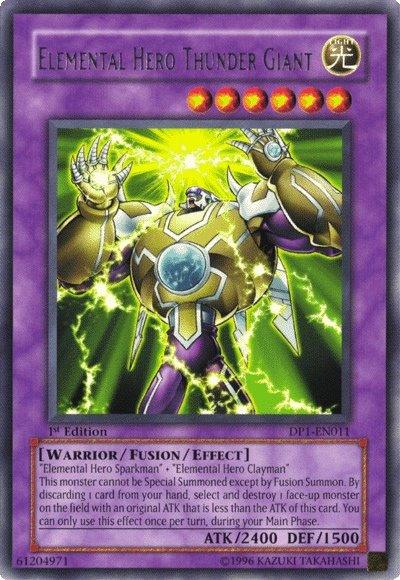 1st Edition, Duelist Pack 1: Jaden Yuki, Fusion/Effect Monster, Light, Rare, Unlimited, Warrior Elemental Hero Thunder Giant [DP1-EN011] Rare - Trading Card World