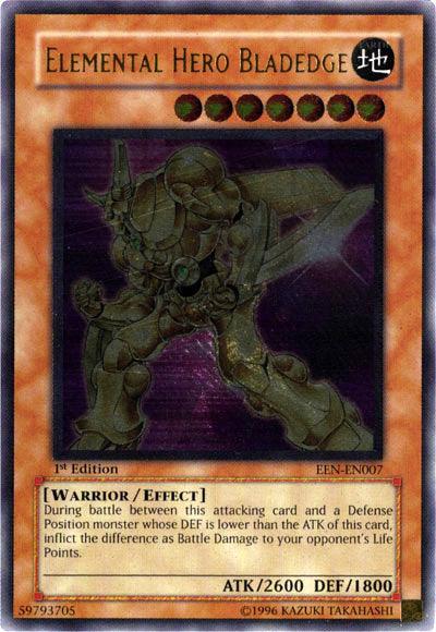 1st Edition, Earth, Effect Monster, Elemental Energy, Ultimate Rare, Unlimited, Warrior Elemental Hero Bladedge [EEN-EN007] Ultimate Rare - Trading Card World