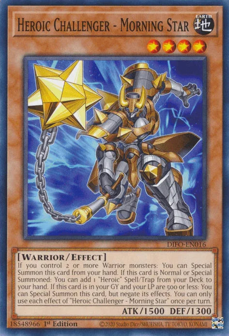 1st Edition, Common, Dimension Force, Earth, Effect Monster, Warrior Heroic Challenger - Morning Star [DIFO-EN016] Common - Trading Card World