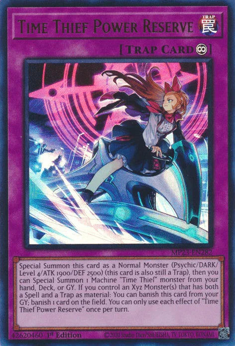 1st Edition, Continuous Trap, Dueling Heroes Collectors Tin - Mega Pack (25th Anniversary Edition), Trap, Ultra Rare Time Thief Power Reserve [MP23-EN282] Ultra Rare - Trading Card World