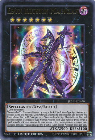 Dark, Limited, Shonen Jump Magazine Promos, Spellcaster, Ultra Rare, Xyz/Effect Monster Ebon Illusion Magician [JUMP-EN070] Ultra Rare - Trading Card World