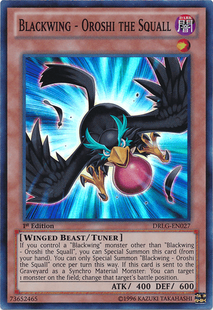 1st Edition, Dark, Dragons of Legend, Super Rare, Tuner Monster, Unlimited, Winged Beast Blackwing - Oroshi the Squall [DRLG-EN027] Super Rare - Trading Card World