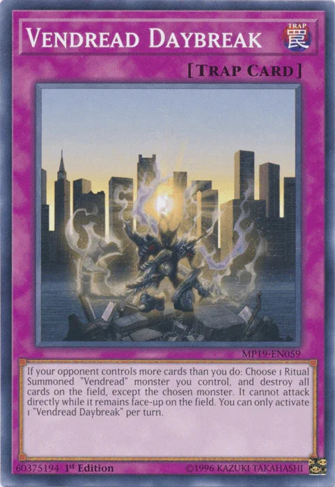 1st Edition, 2019 Gold Sarcophagus Tin Mega Pack, Common, Normal Trap, Trap, Unlimited Vendread Daybreak [MP19-EN059] Common - Trading Card World