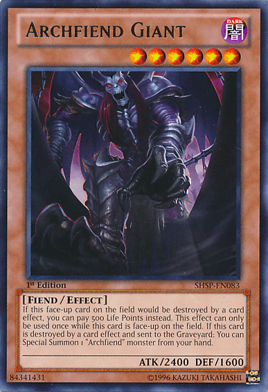 1st Edition, Dark, Effect Monster, Fiend, Rare, Shadow Specters, Unlimited Archfiend Giant [SHSP-EN083] Rare - Trading Card World