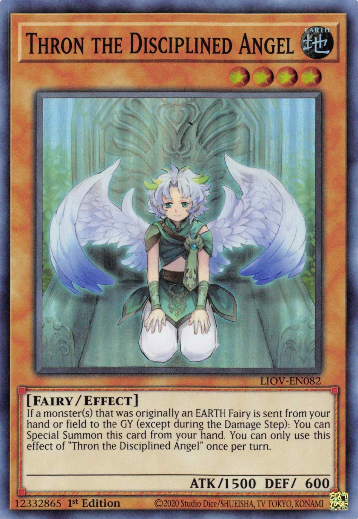 1st Edition, Earth, Effect Monster, Fairy, Lightning Overdrive, Super Rare Thron the Disciplined Angel [LIOV-EN082] Super Rare - Trading Card World
