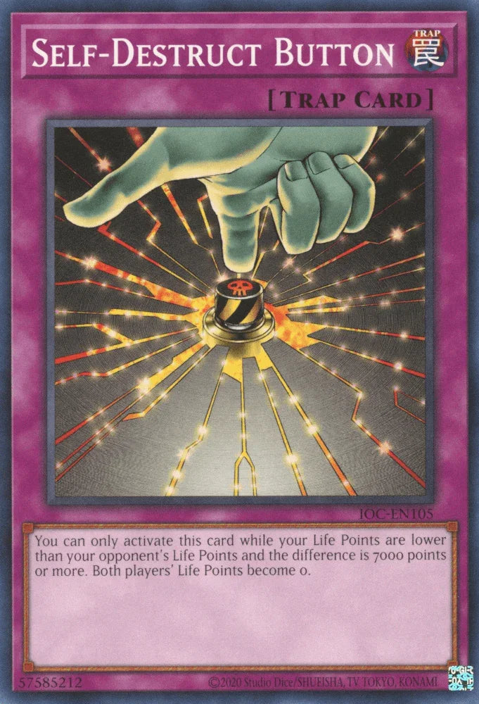 Common, Invasion of Chaos, Normal Trap, Trap, Unlimited Self-Destruct Button [IOC-EN105] Common - Trading Card World