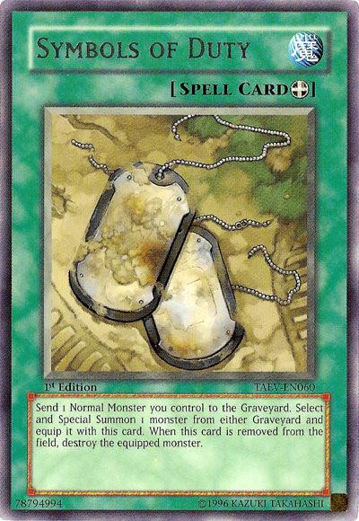 1st Edition, Equip Spell, Rare, Spell, Tactical Evolution, Unlimited Symbols of Duty [TAEV-EN060] Rare - Trading Card World