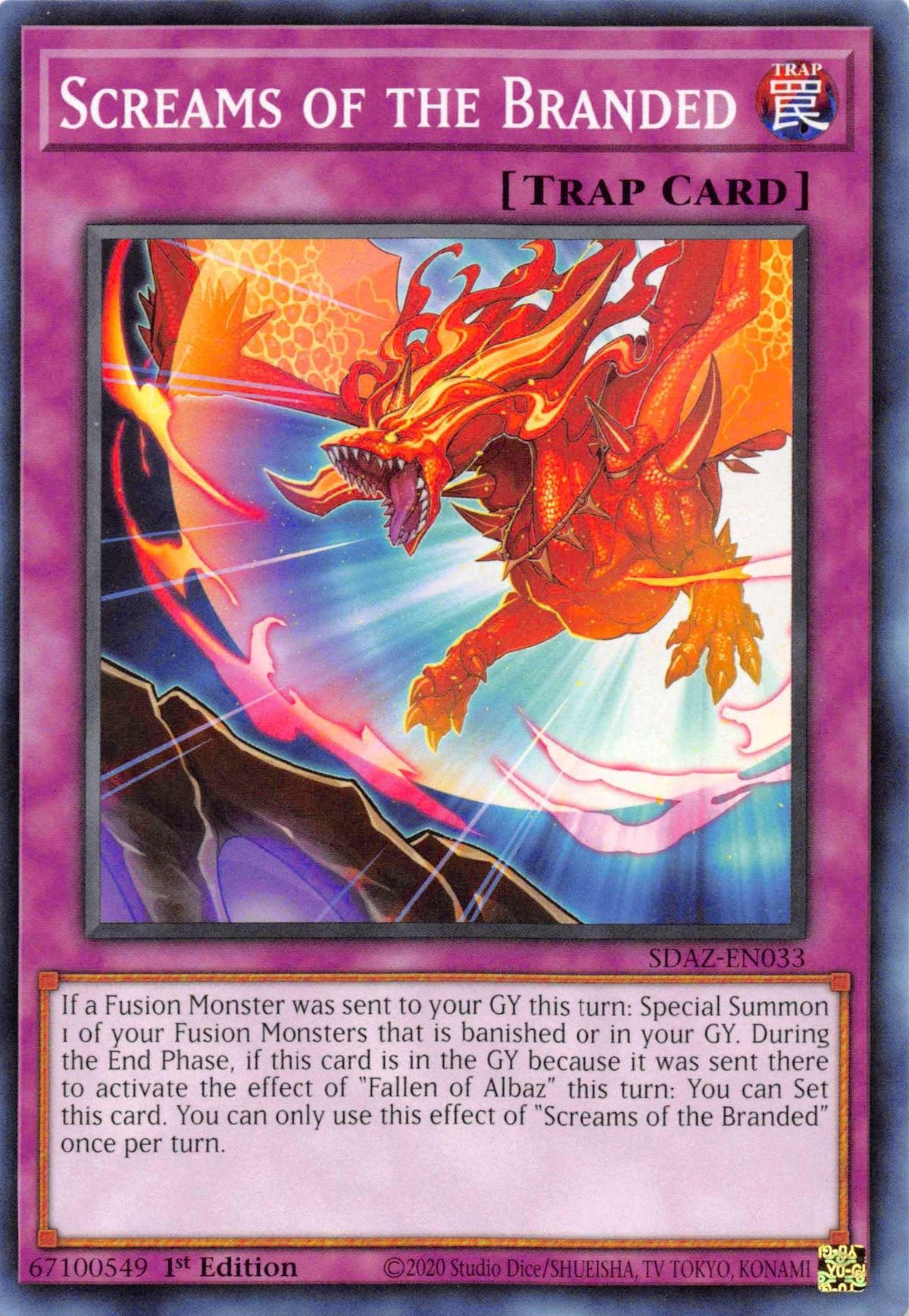 1st Edition, Common, Normal Trap, Structure Deck: Albaz Strike, Trap Screams of the Branded [SDAZ-EN033] Common - Trading Card World