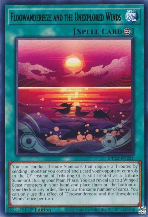 1st Edition, 2022 Tin of the Pharaoh's Gods, Continuous Spell, Rare, Spell Floowandereeze and the Unexplored Winds [MP22-EN221] Rare - Trading Card World