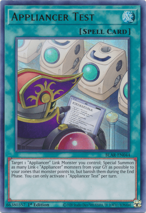 1st Edition, Battles of Legend: Armageddon, Normal Spell, Spell, Ultra Rare Appliancer Test [BLAR-EN044] Ultra Rare - Trading Card World
