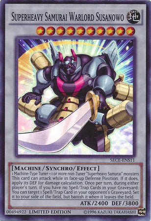Earth, Limited, Machine, Secrets of Eternity, Super Rare, Synchro/Effect Monster Superheavy Samurai Warlord Susanowo [SECE-ENS11] Super Rare - Trading Card World
