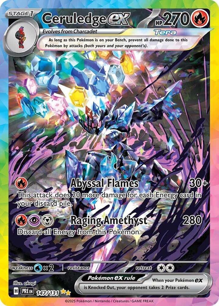147, Fire, Holofoil, Scarlet & Violet: Prismatic Evolutions, Special Illustration Rare, Water [x2] Ceruledge ex (147/131) [Scarlet & Violet: Prismatic Evolutions] - Trading Card World