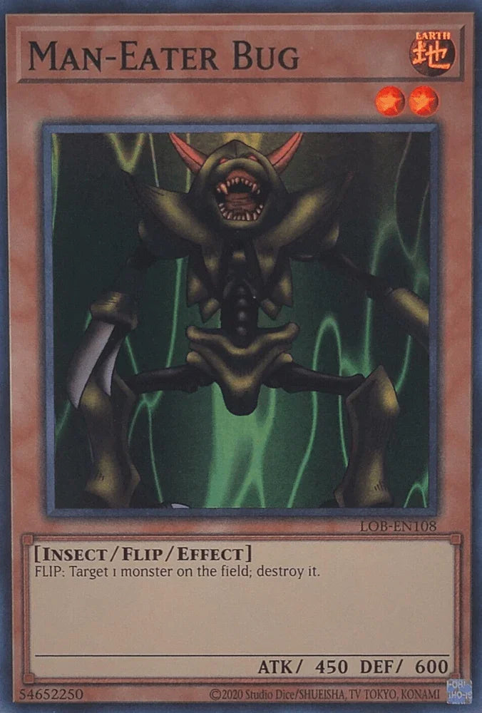 Earth, Effect Monster, Insect, Legend of Blue Eyes White Dragon (25th Anniversary Edition), Super Rare, Unlimited Man-Eater Bug (25th Anniversary) [LOB-EN108] Super Rare - Trading Card World