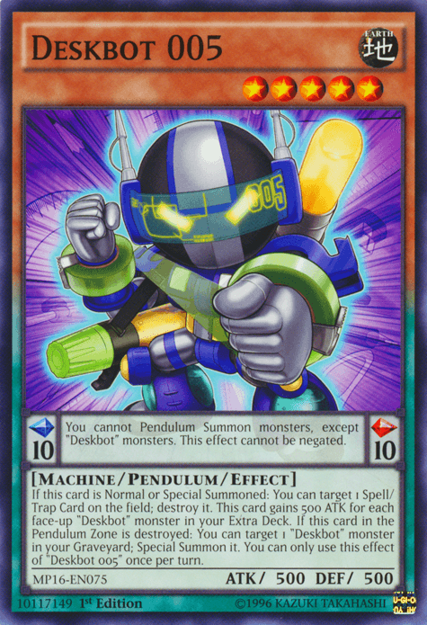 1st Edition, 2016 Mega-Tins Mega Pack, Common, Earth, Machine, Pendulum/Effect Monster, Unlimited Deskbot 005 [MP16-EN075] Common - Trading Card World