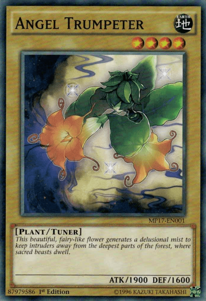 1st Edition, 2017 Mega-Tins Mega Pack, Common, Earth, Plant, Tuner Monster Angel Trumpeter [MP17-EN001] Common - Trading Card World