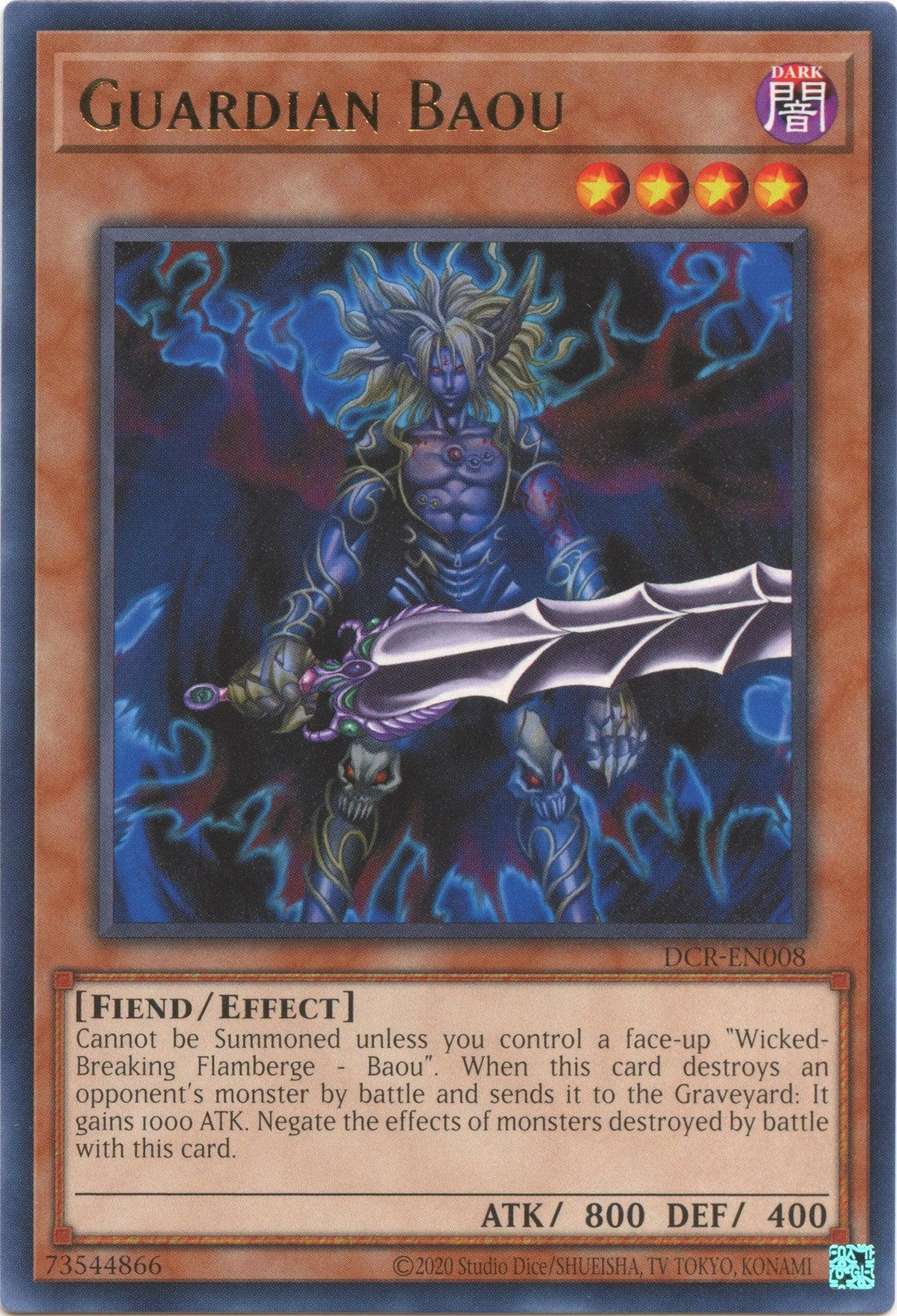 Dark, Dark Crisis (25th Anniversary Edition), Effect Monster, Fiend, Rare, Unlimited Guardian Baou (25th Anniversary) [DCR-EN008] Rare - Trading Card World
