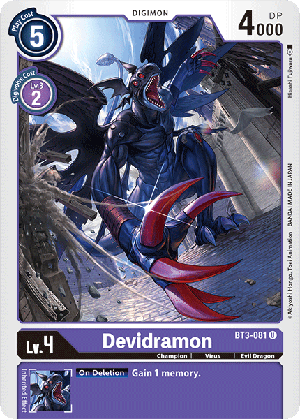 BT3-081, Champion, Digimon, Evil Dragon, Purple, Release Special Booster Ver.1.0, Uncommon, Virus Devidramon [BT3-081] [Release Special Booster Ver.1.0] - Trading Card World