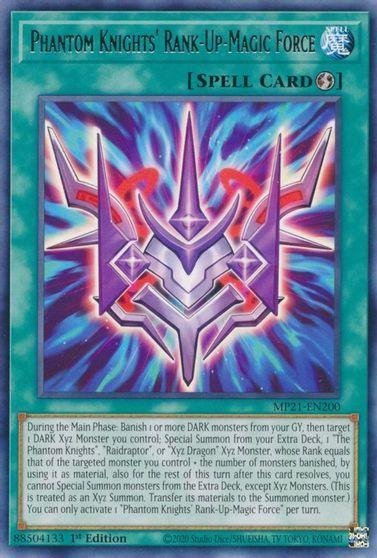 1st Edition, 2021 Tin of Ancient Battles, Quick-Play Spell, Rare, Spell Phantom Knights' Rank-Up-Magic Force [MP21-EN200] Rare - Trading Card World