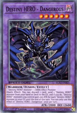 1st Edition, Common, Dark, Fusion/Effect Monster, Speed Duel GX: Duel Academy Box, Warrior Destiny HERO - Dangerous [SGX1-ENB21] Common - Trading Card World