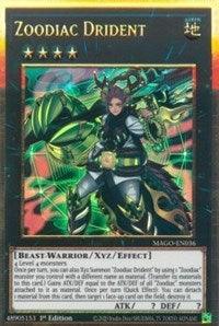 1st Edition, Beast-Warrior, Earth, Gold Rare, Maximum Gold, Xyz/ Effect Monster Zoodiac Drident [MAGO-EN036] Gold Rare - Trading Card World