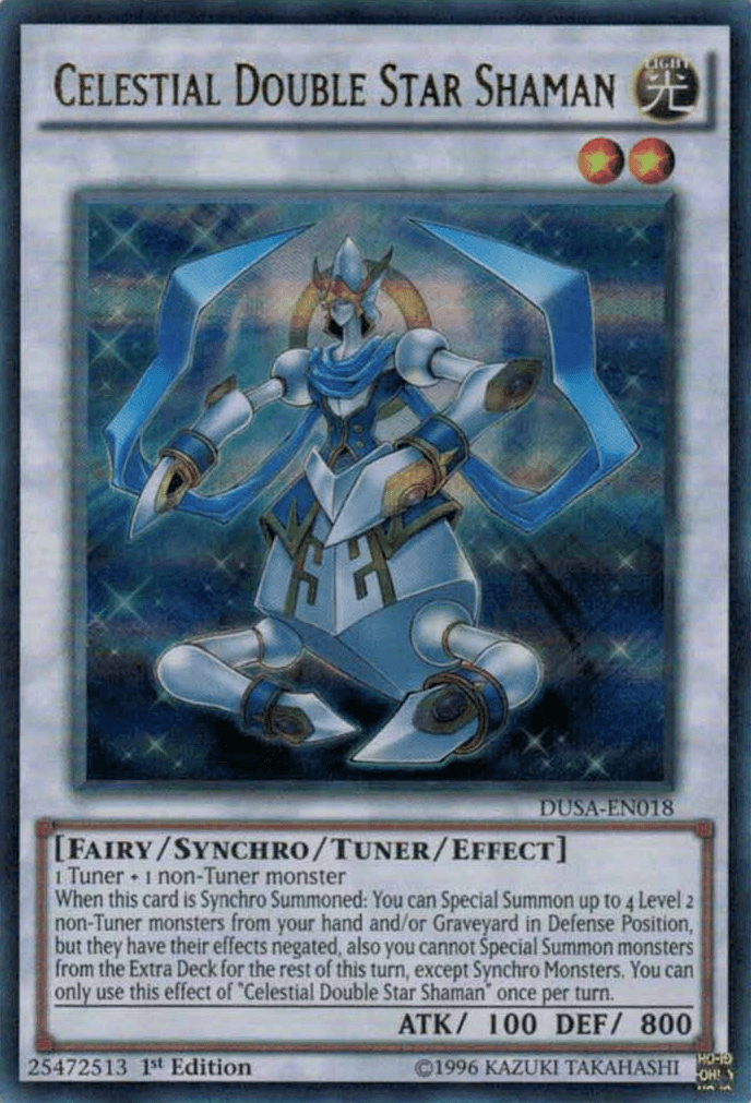 1st Edition, Duelist Saga, Fairy, Light, Synchro/Tuner/Effect Monster, Ultra Rare Celestial Double Star Shaman [DUSA-EN018] Ultra Rare - Trading Card World