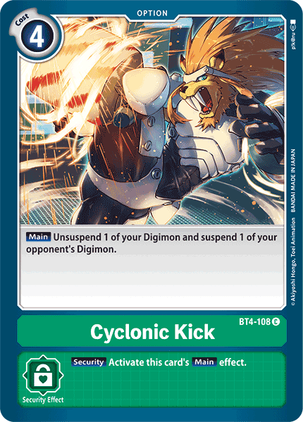 BT4-108, Common, Great Legend, Green, Option Cyclonic Kick [BT4-108] [Great Legend] - Trading Card World