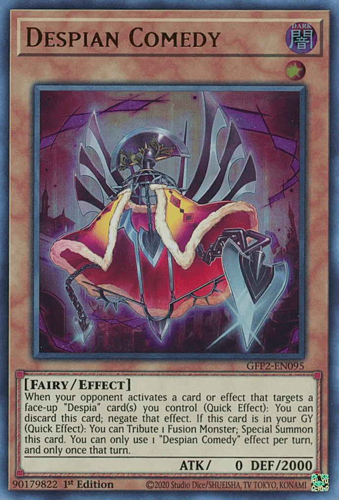 1st Edition, Dark, Effect Monster, Fairy, Ghosts From the Past: The 2nd Haunting, Ultra Rare Despian Comedy [GFP2-EN095] Ultra Rare - Trading Card World
